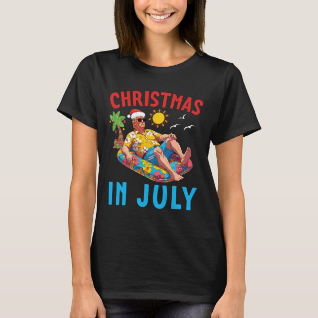 Camiseta Trump On Inflatable Pool Float Happy Christmas In  (Anverso)