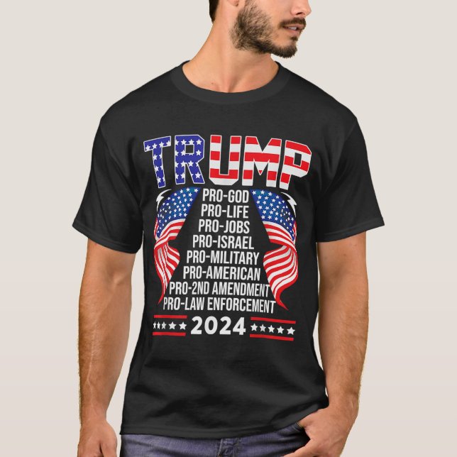 Camiseta Trump Pro God Pro Life Pro Jobs Pro Israel Pro Mil (Anverso)
