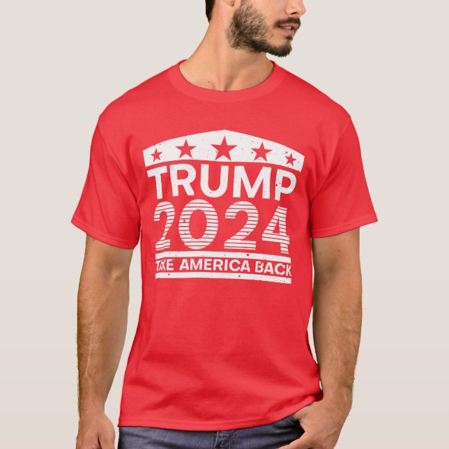 Camiseta Trump recuerda a Estados Unidos en 2024 Bandera es (Anverso)