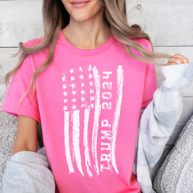 Camiseta Trump retro grunge rosa (Pink Trump 2024 shirt for women)