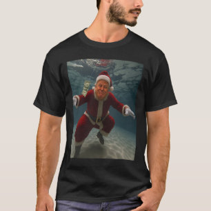 Camiseta Trump Santa Piscina Espíritu de Navidad Billete de