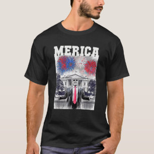 Camiseta TRUMP sarcástico 4 de julio MERICA FUEGOS ARTIFICI