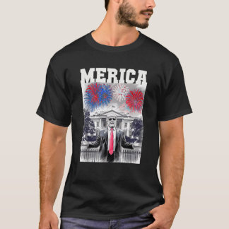Camiseta TRUMP sarcástico 4 de julio MERICA FUEGOS ARTIFICI