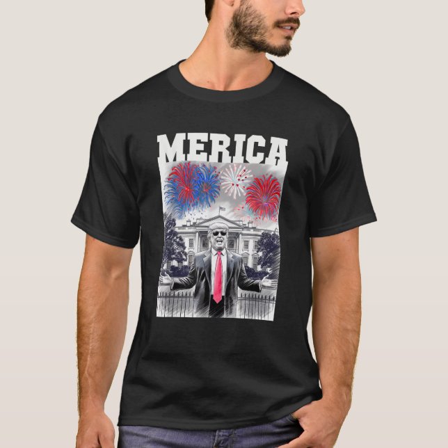Camiseta TRUMP sarcástico 4 de julio MERICA FUEGOS ARTIFICI (Anverso)