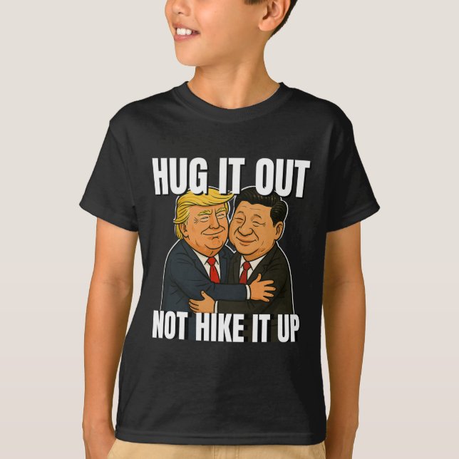 Camiseta Trump se burla de la guerra arancelaria abrazando  (Anverso)