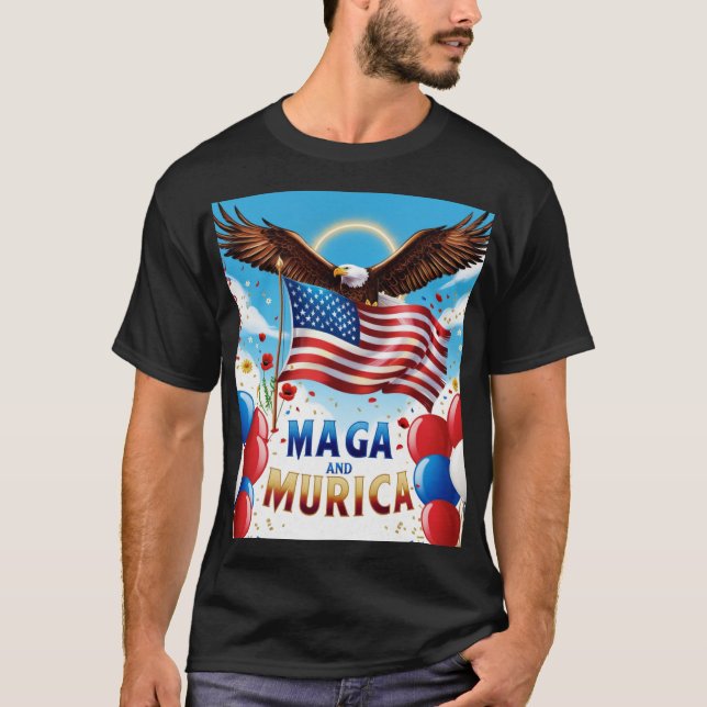 Camiseta Trump Shirt American Flag Team Murica MAGA (Anverso)