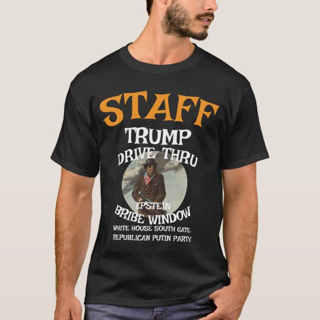 Camiseta Trump STAFF Drive a través de la ventana EPSTEIN B (Anverso)
