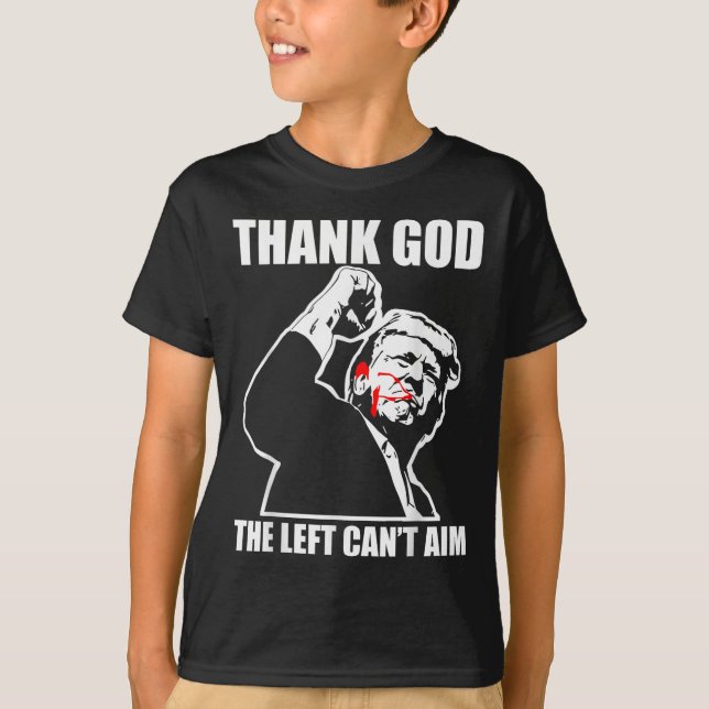 Camiseta Trump Thank God The Left Can't Aim , Small, Black  (Anverso)