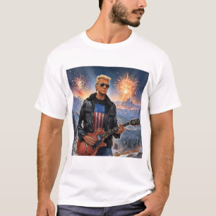 Camiseta Trump toca fuegos artificiales de guitarra eléctri