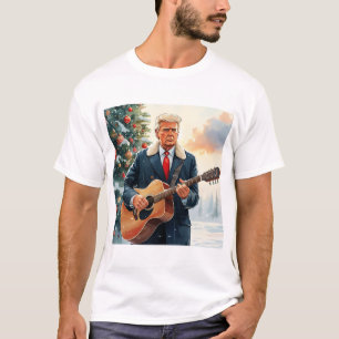 Camiseta Trump tocando guitarra acústica por árbol de Navid