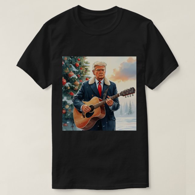 Camiseta Trump tocando guitarra acústica por árbol de Navid (Diseño del anverso)
