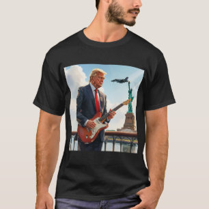Camiseta Trump tocando guitarra eléctrica en la estatua de 