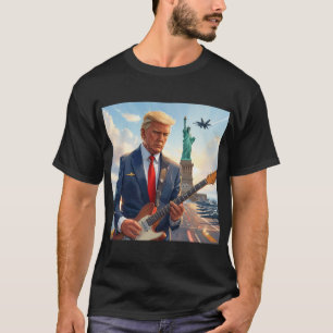 Camiseta Trump tocando guitarra eléctrica en la estatua de 