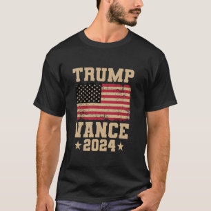 Camiseta Trump Vance 2024 Bandera Retro de Estados Unidos T