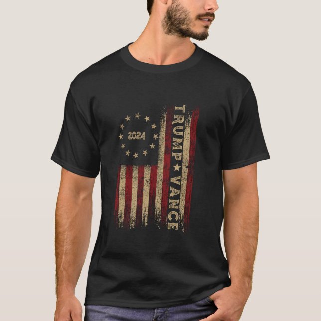 Camiseta Trump vante de la bandera estadounidense de Trump  (Anverso)
