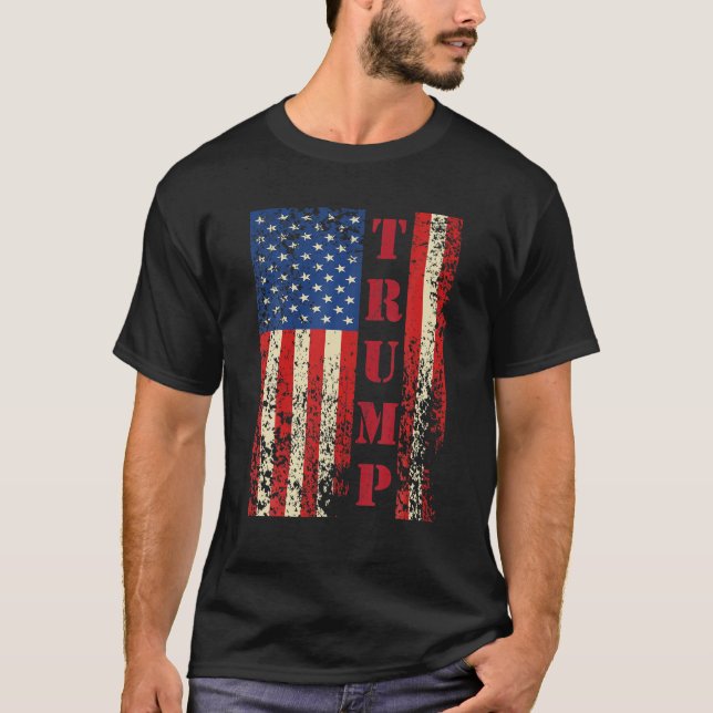 Camiseta Trump Vintage Retro angustiado Estados Unidos Band (Anverso)