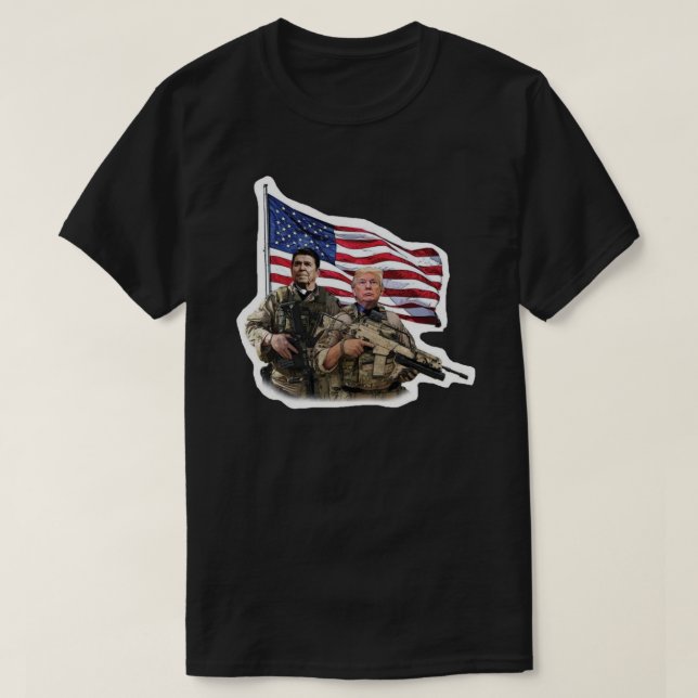 Camiseta Trump y el Pegatina Militar 2020 de Reagan (Diseño del anverso)