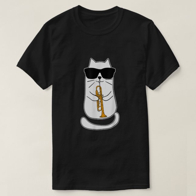 Camiseta Trumpet Cat Funny Trumpet Player (Diseño del anverso)
