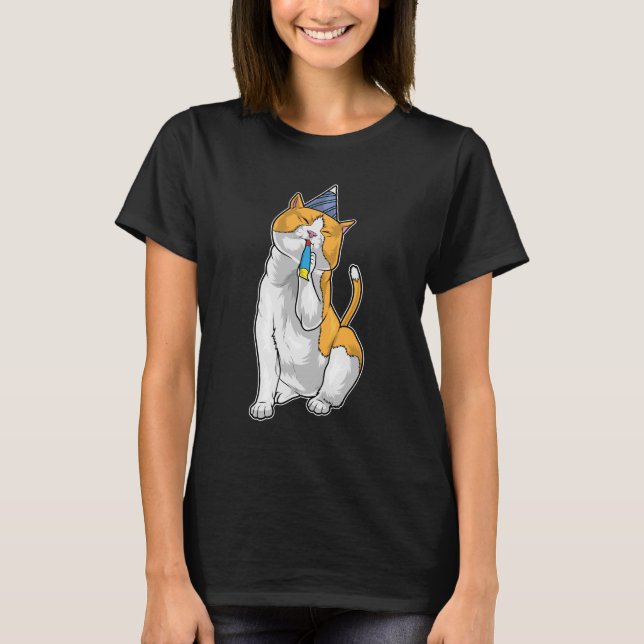 Camiseta Trumpet de cumpleaños de gato (Anverso)