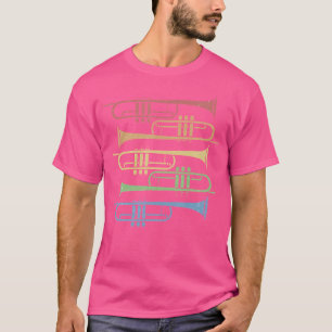 Camiseta Trumpet de música arcoiris triunfa sobre el jazz