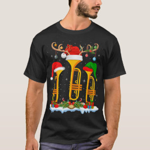 Camiseta Trumpet Music Lover Xmas Iluminando Santa Trumpet