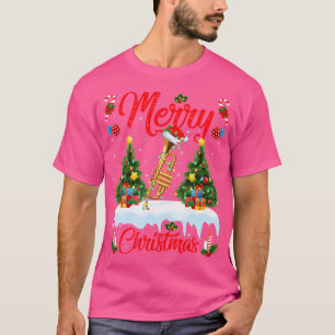 Camiseta Trumpet Music Lover Xmas Iluminando Santa Trumpet 