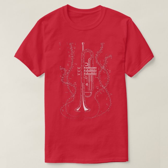 Camiseta Trumpet Music nota el músico de instrumentos Trump (Diseño del anverso)