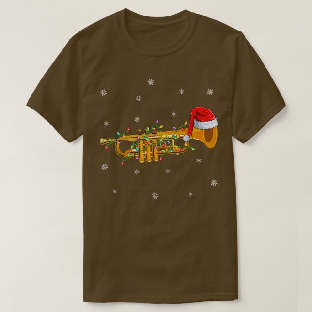 Camiseta Trumpet Music Xmas iluminando a Santa Hat Trumpet  (Diseño del anverso)