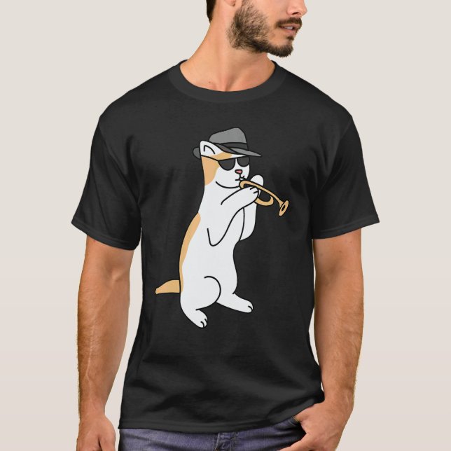 Camiseta Trumpet Player Cat Jazz (Anverso)