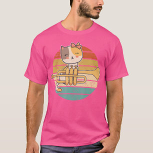Camiseta Trumpet Player gráfico Tee Trumpeter I Cute Cat Wi