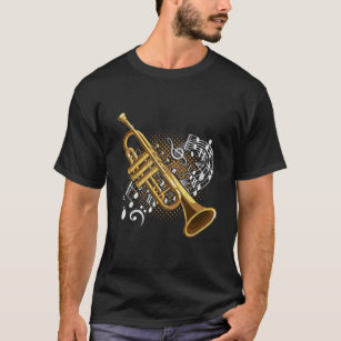Camiseta Trumpet Player Musical Notes Jazz Music Art