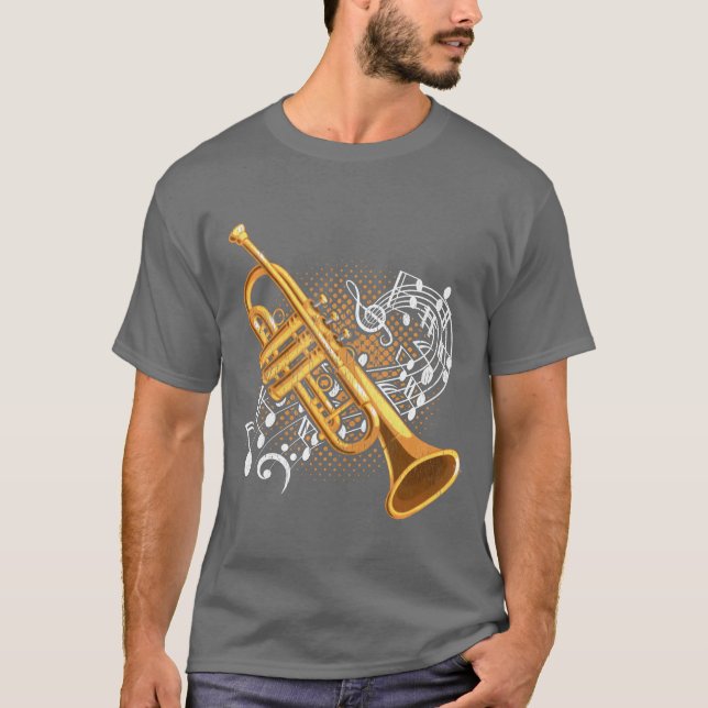 Camiseta Trumpet Player Musical Notes Jazz Music Art amigo (Anverso)