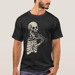 Camiseta Trumpet Player Retro Skeleton Trumpeter Musi