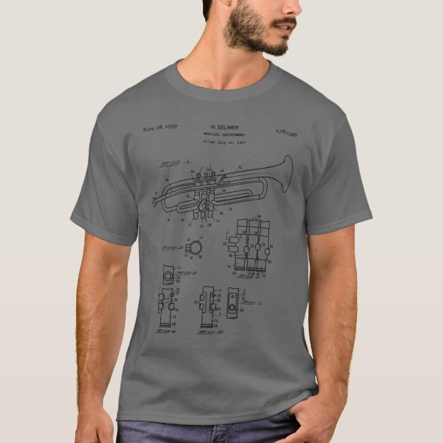 Camiseta Trumpet Schemeprint Jazz Trumpet Player (Anverso)