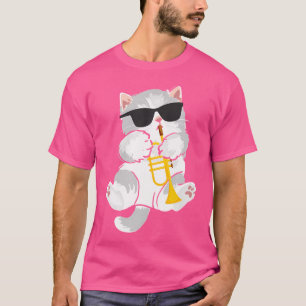 Camiseta Trumpeter Cat Trumpet jugador en banda de marcha