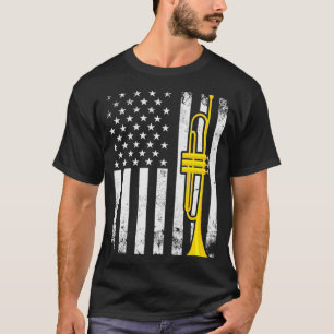 Camiseta Trumpeter patriótico trompeta con bandera de rega