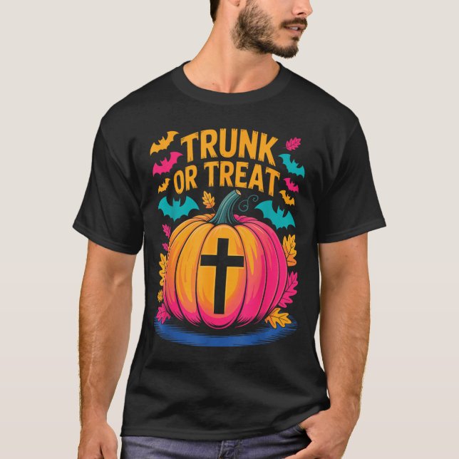 Camiseta Trunk Or Treat Halloween Costume Christian Pumpkin (Anverso)