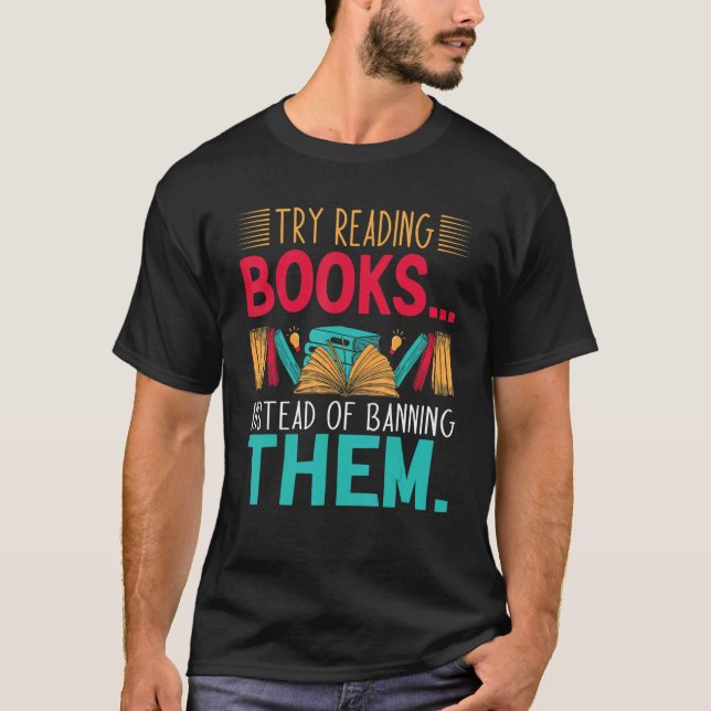 Camiseta try reading books instead of banning them Groovy B (Anverso)