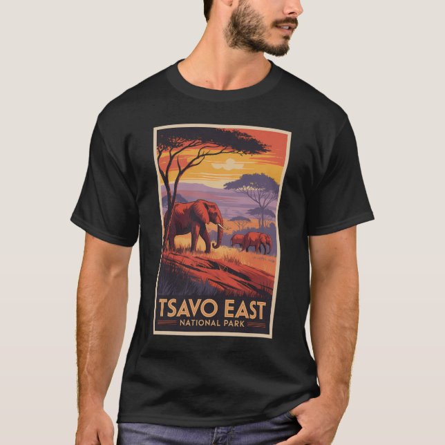 Camiseta Tsavo East National Park Kenya Illustration Travel (Anverso)