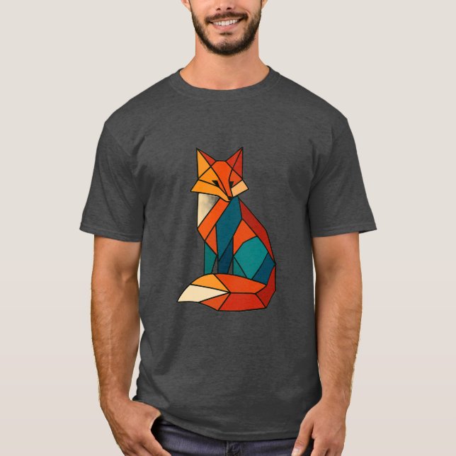 Camiseta Tshirt de tendencia de zorro geométrico (Anverso)