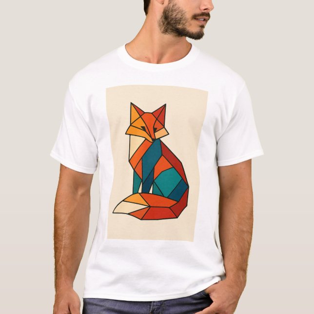 Camiseta Tshirt de tendencia de zorro geométrico (Anverso)