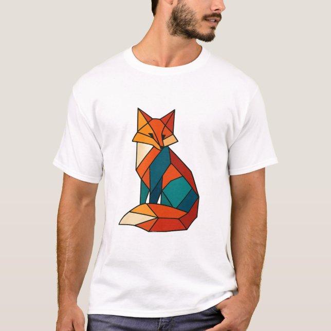 Camiseta Tshirt de tendencia de zorro geométrico (Anverso)