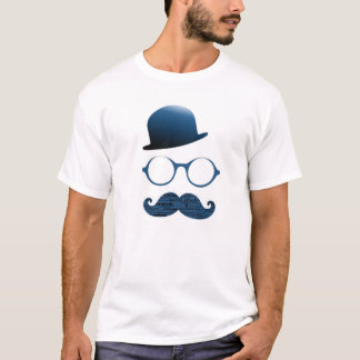 Camiseta Tshirt hombre blanco sombrero catalejo y bigote