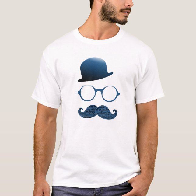 Camiseta Tshirt hombre blanco sombrero catalejo y bigote (Anverso)