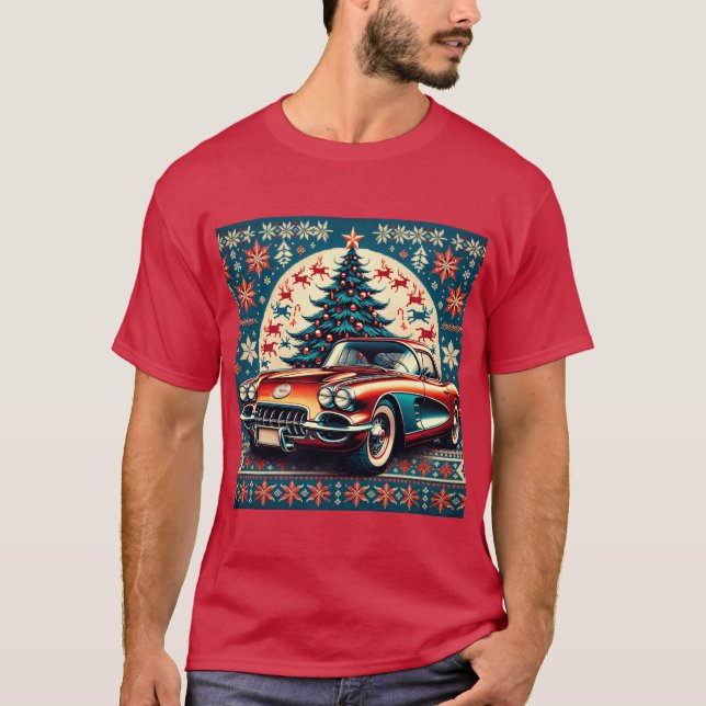Camiseta Tshirt noël chevrolet corvette 1957 (Anverso)