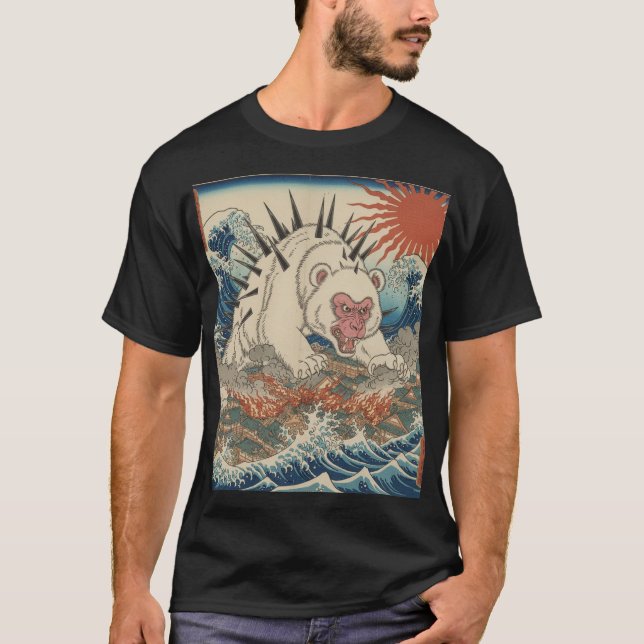 Camiseta Tsunami de mono blanco con púas (Anverso)