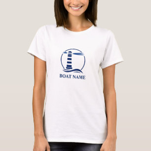Camiseta Tu barco o nombre con faro náutico de la marina