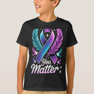 Camiseta Tú cinta púrpura teal punto y coma Prevención de s