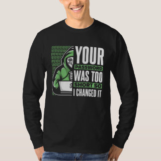 Camiseta Tu Contraseña Era Demasiado Corta Black Hat Hackin