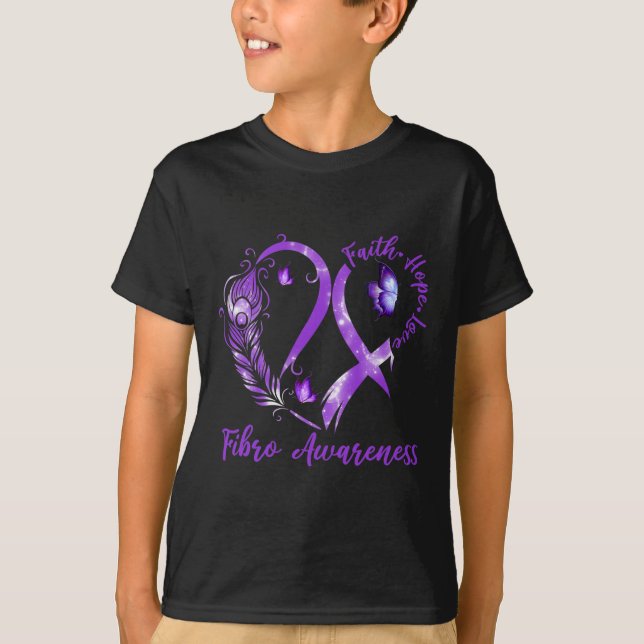 Camiseta Tu corazón mariposa morada Cinta Fibro Conciencia (Anverso)